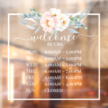 Pixdezines Peonies Welcome Business Hours Window Cling at Zazzle