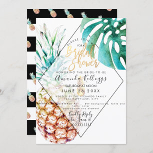 PixDezines Pineapple Bridal Shower+Monstera Invitation