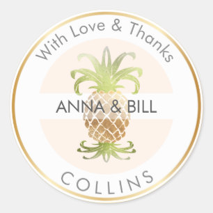 PixDezines Pineapple Faux Gold/DIY Thank You Classic Round Sticker