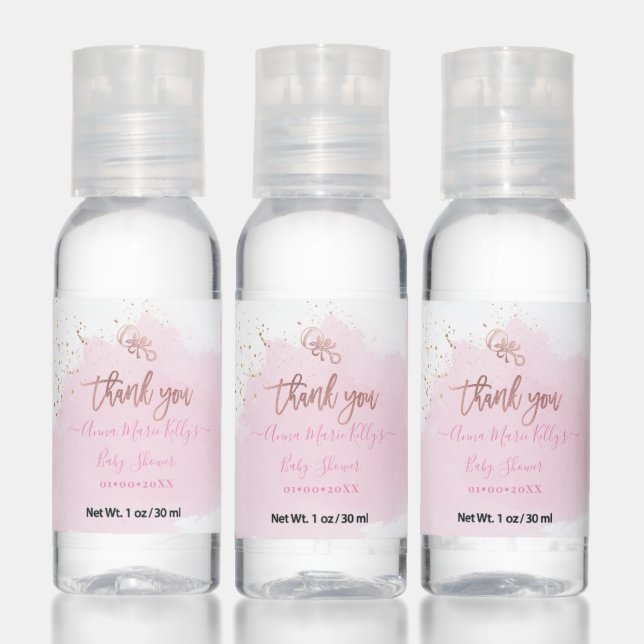 PixDezines pink brushed watercolor baby shower Hand Sanitizer (Set)