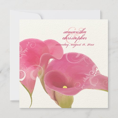 PixDezines Pink Calla Lily  Swirls Invitation