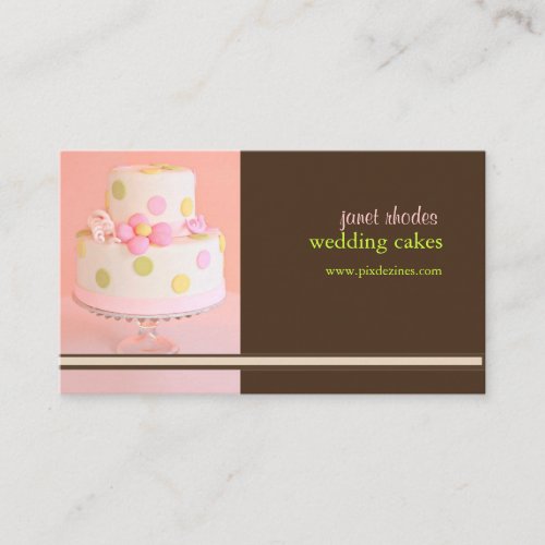 PixDezines Pink+Chocolate wedding cake Business Cards