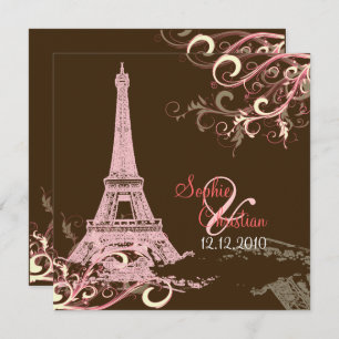 PixDezines PINK EIFFEL TOWER+SWIRLS Invitation