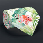 PixDezines Pink Flamingo Tropical Foliage Neck Tie<br><div class="desc">PixDezines Pink Flamingo Tropical Foliage of monstera, bird of paradise and banana. The design is an adjustable tiled image.</div>