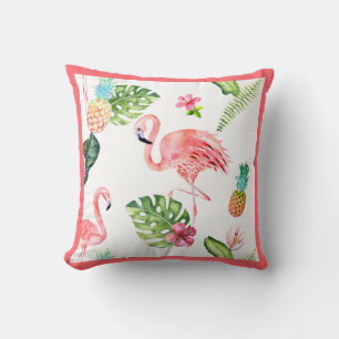 PixDezines Pink Flamingo, Tropical, Frame DIY Throw Pillow