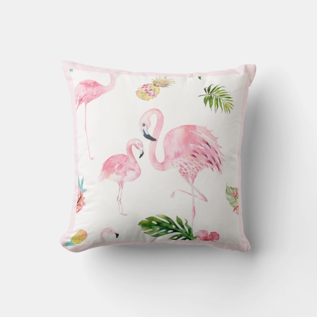 PixDezines Pink Flamingo, Tropical, Frame DIY Throw Pillow (Front)