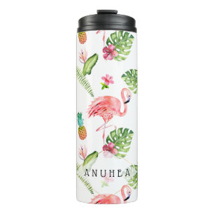 PixDezines Pink Flamingos/DIY Background Color Thermal Tumbler