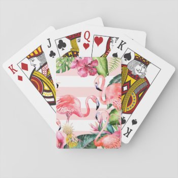 Pixdezines Pink Flamingos Playing Cards by PixDezines at Zazzle