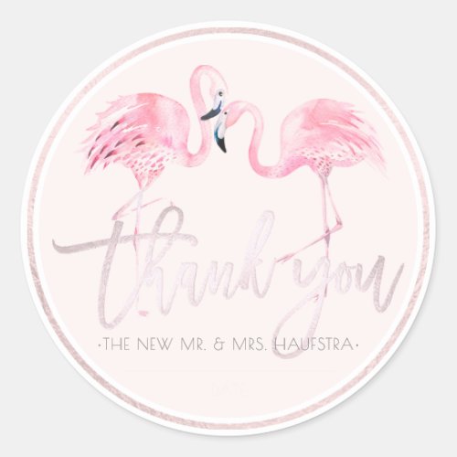 PixDezines Pink Flamingos Thank You DIY bckgrnd Classic Round Sticker