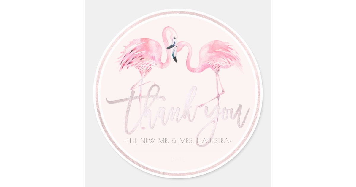 PixDezines Pink Flamingos Thank You DIY bckgrnd Classic Round Sticker ...