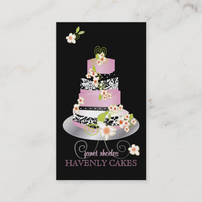 PixDezines pink fondant wedding cake/diy color Business Card (Front)