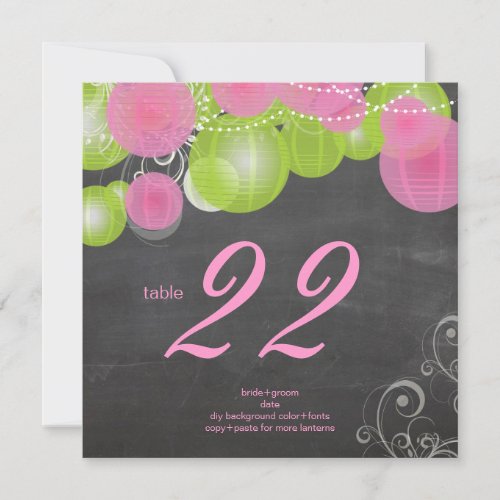 PixDezines pinkgreen lanternstable numers Invitation