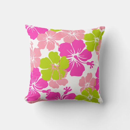 PixDezines pink hibiscus leisdiy background Throw Pillow
