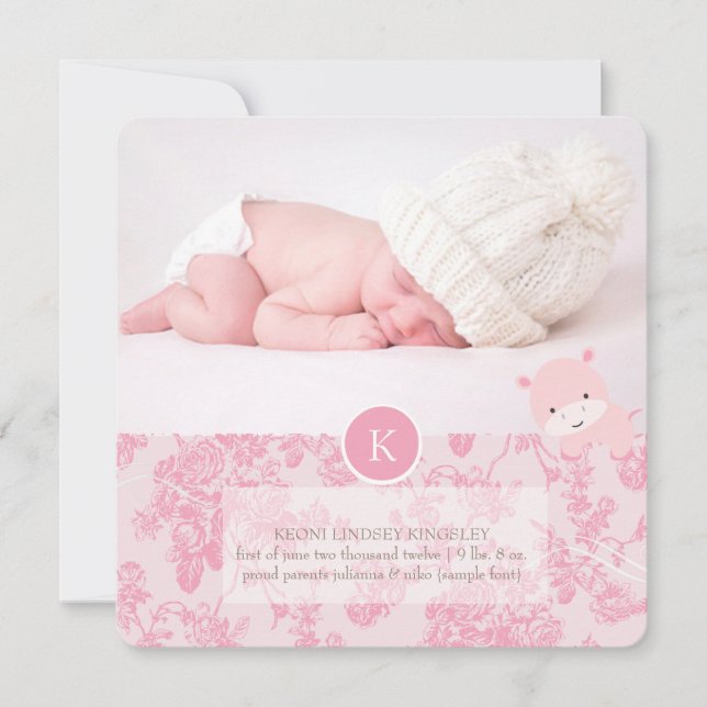 PixDezines pink hippo+toile Announcement (Front)