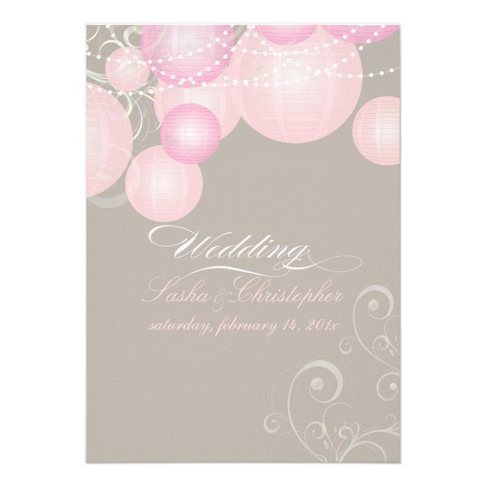 PixDezines pink lanterns/diy background Custom Invitations