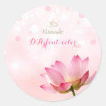Pixdezines Pink Lotus Classic Round Sticker at Zazzle
