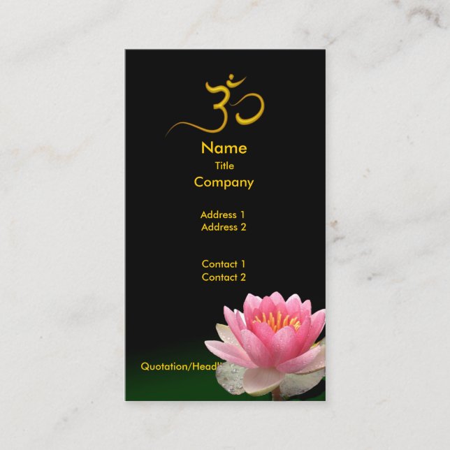 PixDezines Pink Lotus, meditative healers Business Card (Front)