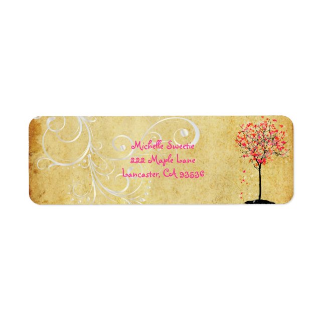 PixDezines Pink Maple Tree Label (Front)