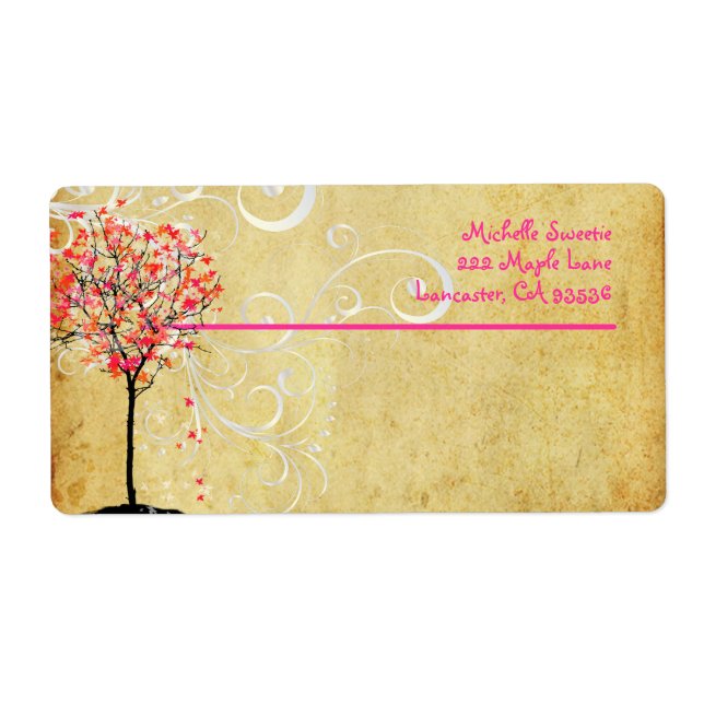 PixDezines Pink Maple Tree Label (Front)