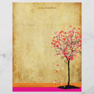PixDezines Pink Maple Tree Letterhead