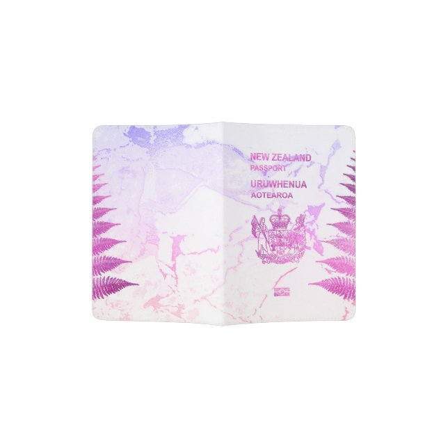 PixDezines Pink Marble, New Zealand Passport Holder (Opened)