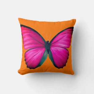 PixDezines PINK+ORANGE BUTTERFLIES DIY background Throw Pillow
