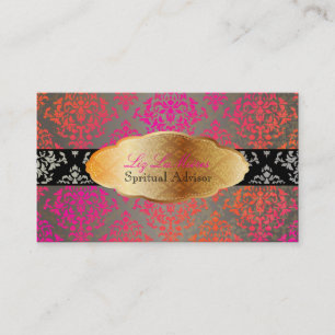 PixDezines pink+orange Josephine Damask/DIY color Business Card