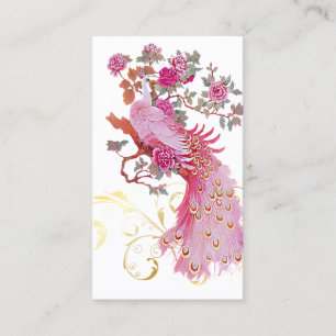 PixDezines pink peacock/diy background color Business Card