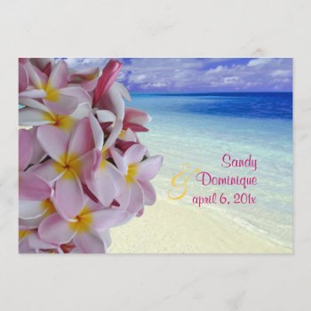 Pixdezines Pink Plumeria   Beach Invitation by custom_stationery at Zazzle