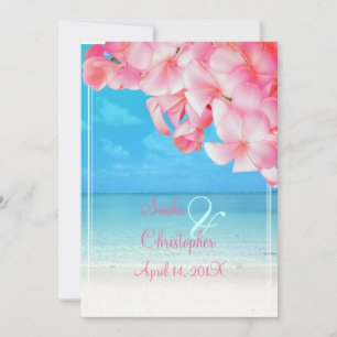 PixDezines pink plumeria+beach/tropical paradise Invitation
