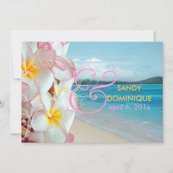 Pixdezines Pink Plumeria Swirls/tropical Wedding Invitation by custom_stationery at Zazzle