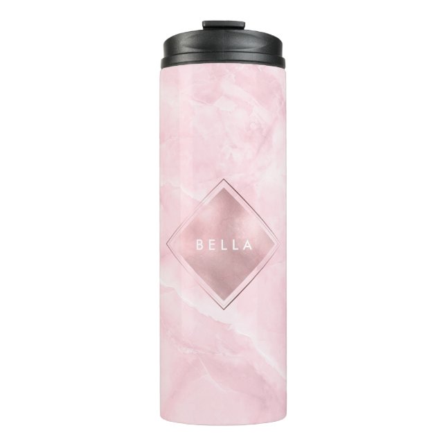 PixDezines PINK QUARTZ MARBLE Thermal Tumbler (Front)