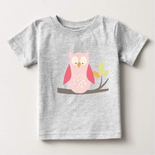 PixDezines pink spotted owl Baby T_Shirt