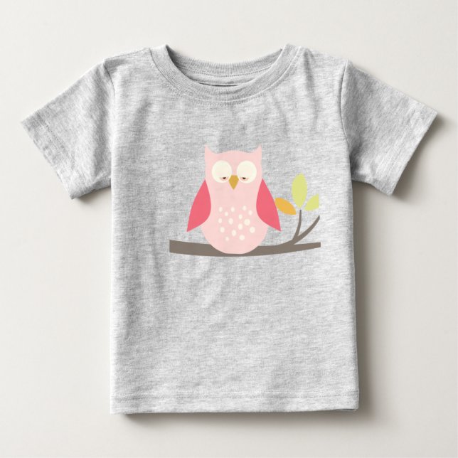 PixDezines pink spotted owl Baby T-Shirt (Front)