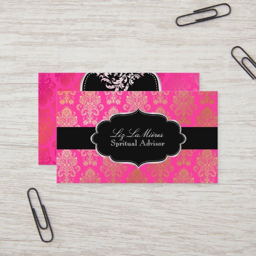 Customizable PixDezines Pink Victorian Damask/DIY color Business Card Template