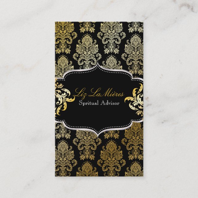 PixDezines Pink Victorian Damask/DIY color Business Card (Front)