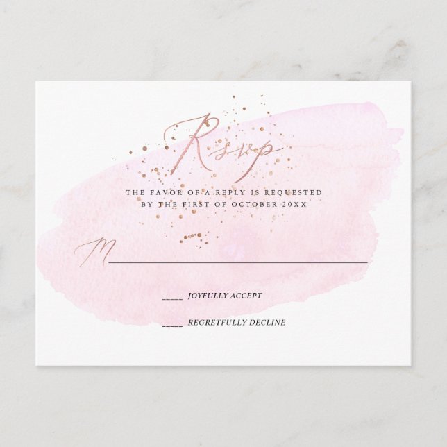PixDezines Pink Watercolor Calligraphy RSVP Invitation Postcard (Front)
