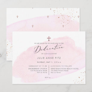 PixDezines Pink Watercolor Dedication Invitation