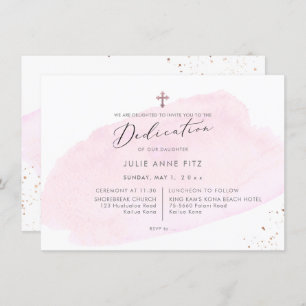 PixDezines Pink Watercolor Dedication Invitation