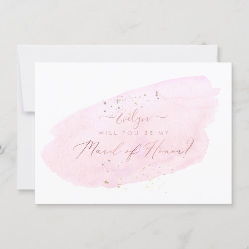 PixDezines Pink Watercolor Will Maid of Honor Invitation