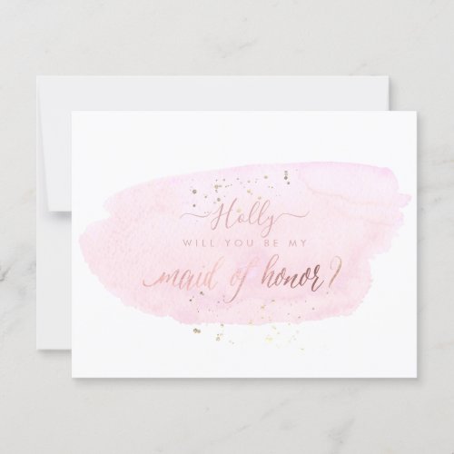 PixDezines Pink Watercolor Will Maid of Honor Invitation