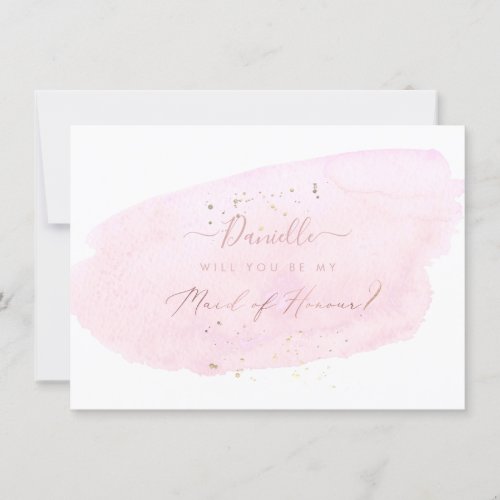 PixDezines Pink Watercolor Will Maid of Honour Invitation