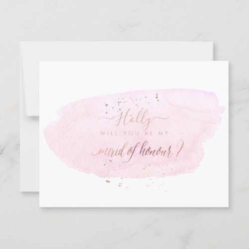 PixDezines Pink Watercolor Will Maid of Honour Invitation