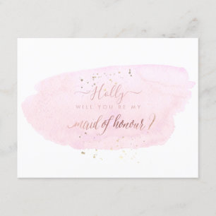 PixDezines Pink Watercolor Will Maid of Honour Invitation