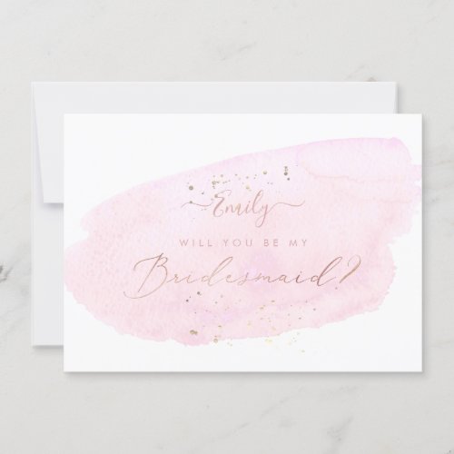 PixDezines Pink Watercolor Will You  Bridesmaid Invitation