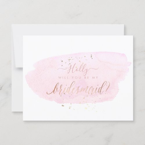 PixDezines Pink Watercolor Will You  Bridesmaid Invitation