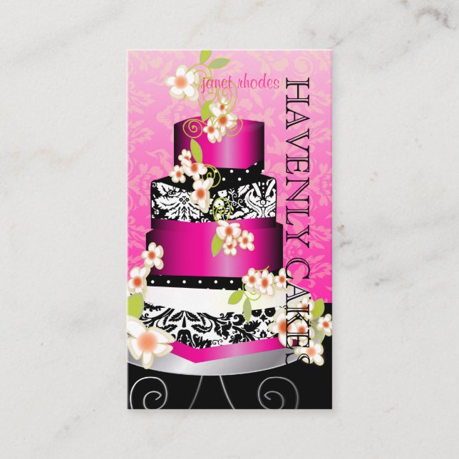 PixDezines pink wedding cake/Bakery/pâtisserie Business Card (Front)
