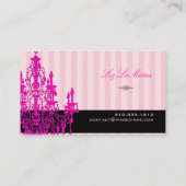 PixDezines Pink+White Chandelier/DIY background Business Card (Back)