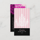 PixDezines Pink+White Chandelier/DIY background Business Card (Front/Back)