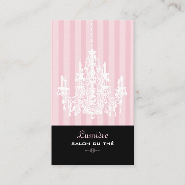 PixDezines Pink+White Chandelier/DIY background Business Card (Front)